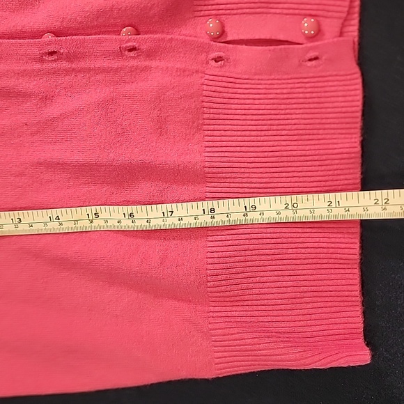 Pink Knit Button Down Cardigan Long Sleeve Sweater Medium - Picture 8 of 8